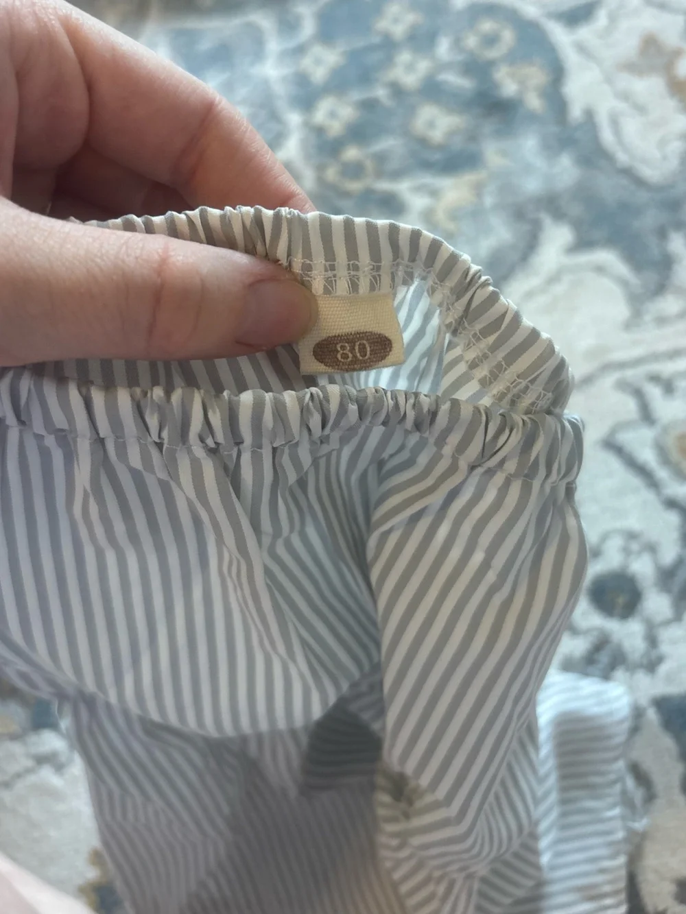 Striped Gray & White Baby Romper
